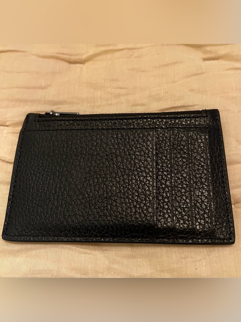 Coach Black Pebbled Leather Zip Card Case Wallet Slim Card Holder - Picture 2 of 8